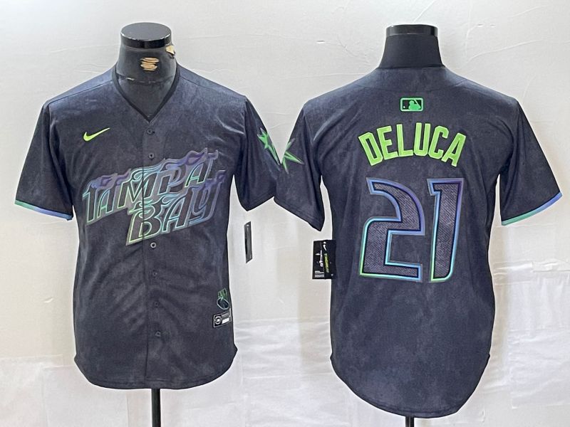 Men Tampa Bay Rays #21 Deluca Black City Edition Nike 2024 MLB Jersey style 1->tampa bay rays->MLB Jersey